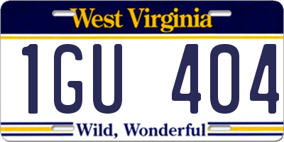 WV license plate 1GU404