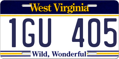 WV license plate 1GU405