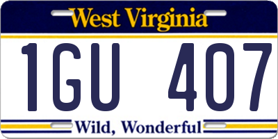 WV license plate 1GU407