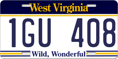 WV license plate 1GU408
