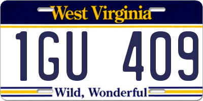 WV license plate 1GU409