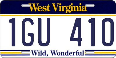 WV license plate 1GU410