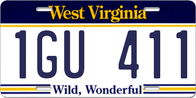 WV license plate 1GU411