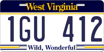 WV license plate 1GU412