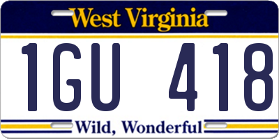 WV license plate 1GU418