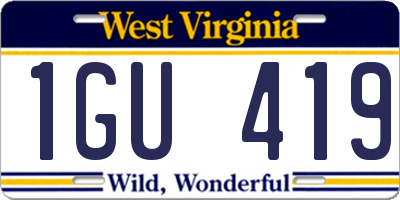 WV license plate 1GU419