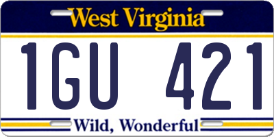 WV license plate 1GU421
