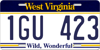 WV license plate 1GU423