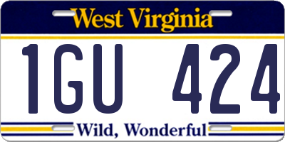 WV license plate 1GU424