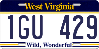 WV license plate 1GU429