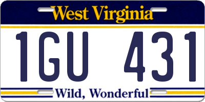 WV license plate 1GU431