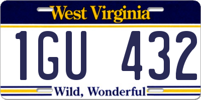 WV license plate 1GU432