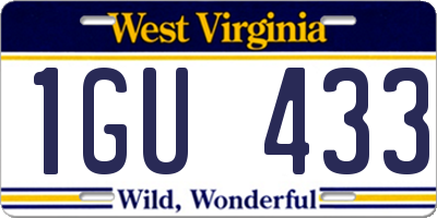 WV license plate 1GU433