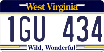 WV license plate 1GU434