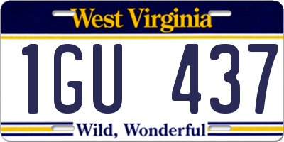WV license plate 1GU437