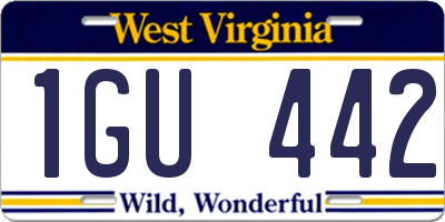 WV license plate 1GU442