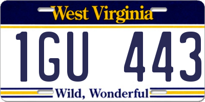 WV license plate 1GU443