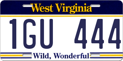 WV license plate 1GU444