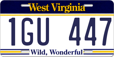 WV license plate 1GU447