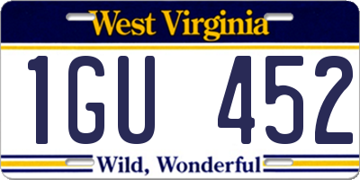WV license plate 1GU452