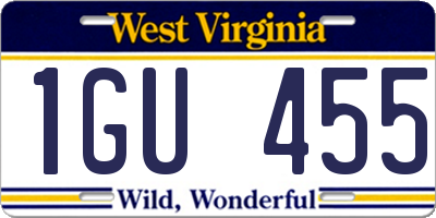WV license plate 1GU455