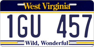 WV license plate 1GU457
