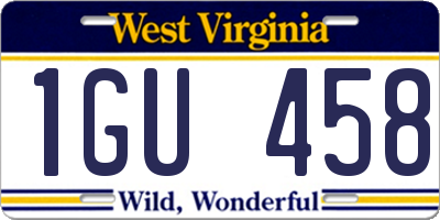 WV license plate 1GU458