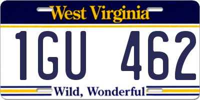 WV license plate 1GU462