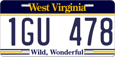 WV license plate 1GU478