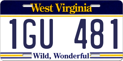 WV license plate 1GU481