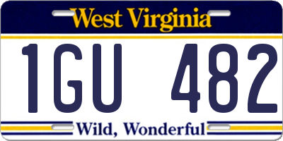 WV license plate 1GU482