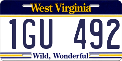 WV license plate 1GU492