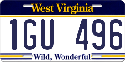 WV license plate 1GU496