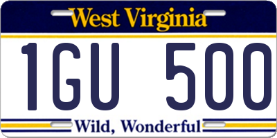 WV license plate 1GU500