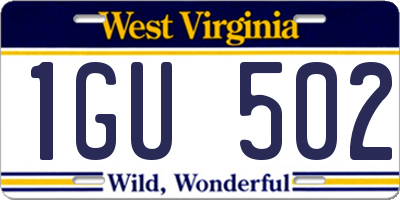 WV license plate 1GU502