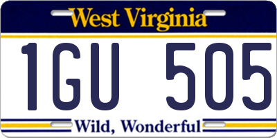 WV license plate 1GU505