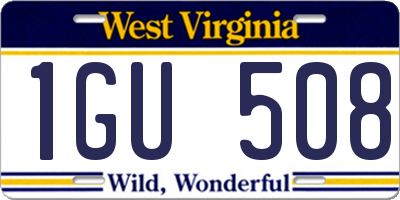WV license plate 1GU508