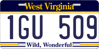 WV license plate 1GU509