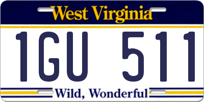 WV license plate 1GU511