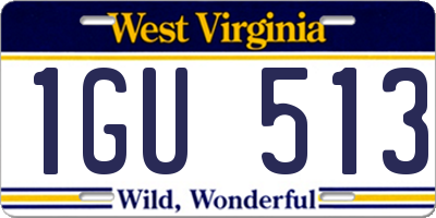 WV license plate 1GU513