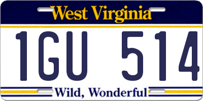 WV license plate 1GU514