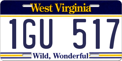 WV license plate 1GU517