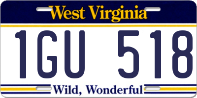 WV license plate 1GU518