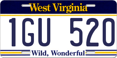 WV license plate 1GU520