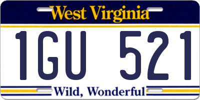 WV license plate 1GU521
