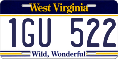 WV license plate 1GU522