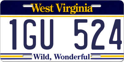 WV license plate 1GU524