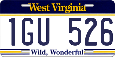 WV license plate 1GU526