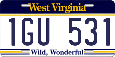 WV license plate 1GU531