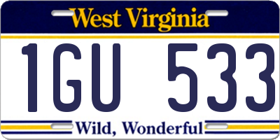 WV license plate 1GU533